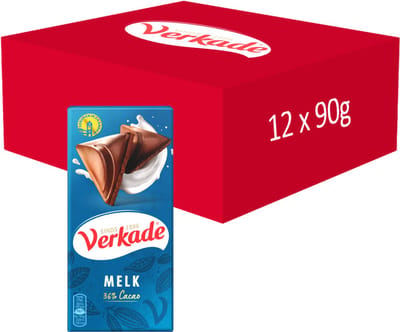 Verkade - Chocolade Reep - Melkchocolade - 12 x 90 gram