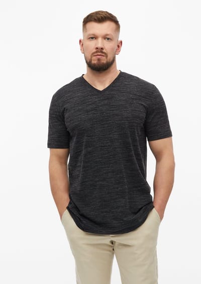Katoenen mélange T-shirt met V-hals s.Oliver