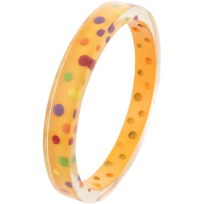 Behave Dames armband bangle oranje met stipjes 22 cm