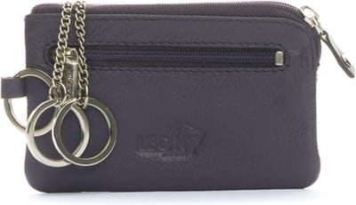 LeonDesign - Sleuteletui Paars - Compact en stijlvol - Sleuteletui met rits - 100% leer - Ontworpen in Nederland
