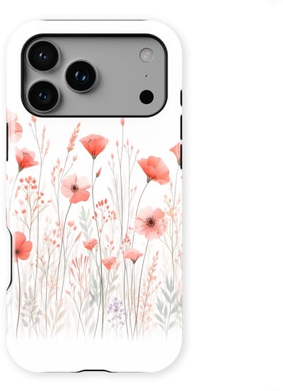 Bloemen Design Hoesje geschikt voor iPhone 17 Pro | Flower Print Tough Case met Mag | Shockproof | Bloemen Motief Backcover geschikt voor iPhone 17 Pro Blush Border