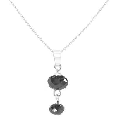 ARLIZI 2001 Ketting zwart Swarovski kristal briolette hanger - 925 sterling zilver - 44 cm
