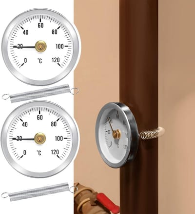 2x Thermometer voor Verwarming of Leiding - Clip-On Temperatuurmeter 0-120°C