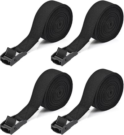 KZQ 4 stuks - Spanbanden - 2 meter - Fiets spanbanden met klemgesp - Sjorbanden - klemgesp - Fiets spanbanden met metalen gesp voor fietsdrager - Sjorbanden - Bevestigingsriemen
