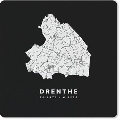 Muismat 20x20 cm - Mousepad Drenthe - Nederland - Kaart - Muismatten