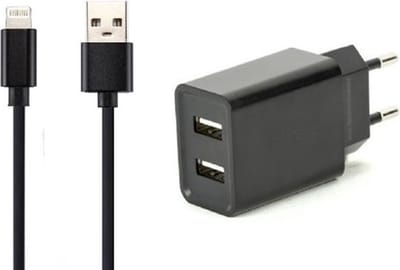 OneOne 2.1A lader met 2 poorten + 3,0m OneOne Lightning kabel. Universele oplader adapter past op Apple iPhone 12 Pro Max, iPhone 13, iPhone 13 Mini, iPhone 13 Pro, iPhone 13 Pro Max, iPhone 14, iPhone 14 Pro, iPhone 14 Pro Max
