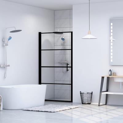 vidaXL - Douchedeur - 81x195 - cm - gehard - glas - zwart