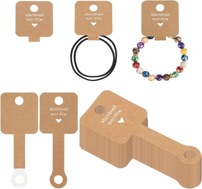 Zelfklevende Displaykaarten voor Armbanden, Kettingen en Sleutelhangers - 100 Stuks Kraftpapier 10 x 4 cm voor Sieraden en Haarspelden
