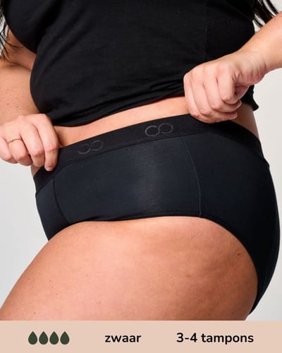 Moodies menstruatie ondergoed - Bamboe Hipster - zwaar kruisje - maat XL - zwart