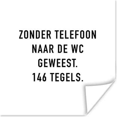 Poster Spreuken - Quotes - Zonder telefoon naar de wc geweest. 146 tegels. - Badkamer - Tegels - 100x100 cm XXL