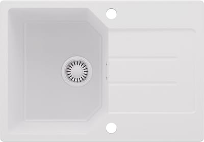 Anycee MAX Spoelbak Keuken 65x45CM - Granieten Spoelbakken - Onderbouw Spoelbak Wit - Met waterafvoersysteem - Voor 40 cm kast
