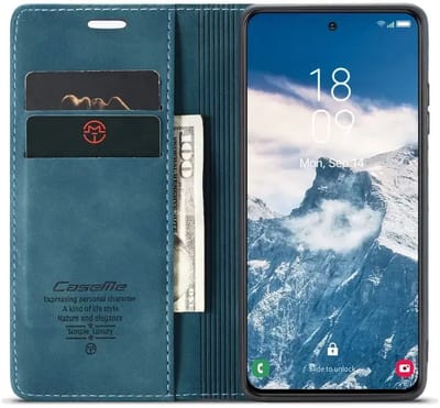 CaseMe 013 Hoesje Geschikt voor Samsung Galaxy S25 - Book Case met Standaard - Portemonnee Beschermhoes - Pasjeshouder voor Twee Pasjes - Blauw