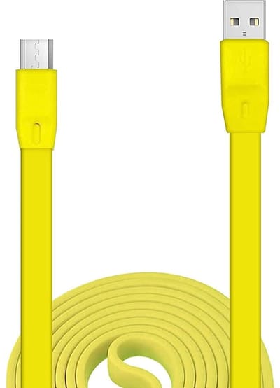 Vervangende USB Oplaadkabel voor Logitech UE Boom, Megaboom en Miniboom Speakers - Plat en Duurzaam (Geel)