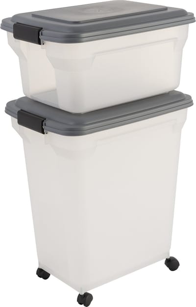 IRIS Air Tight Food container set van 2 ATS-C - Kunststof - 20 en 45 liter - Transparant/Zwart - Met schepje