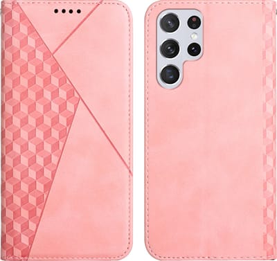 Samsung Galaxy S22 Ultra Book Case - PU Lederen Telefoonhoesje - Pasjeshouder - Roze