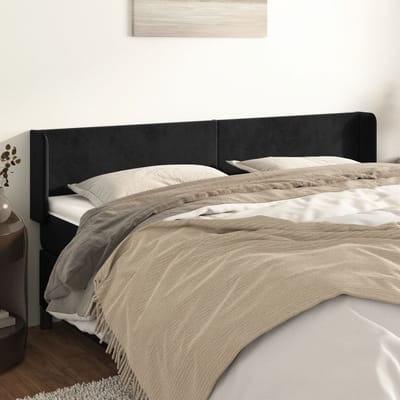 vidaXL - Hoofdbord - met - randen - 183x16x78/88 - cm - fluweel - zwart