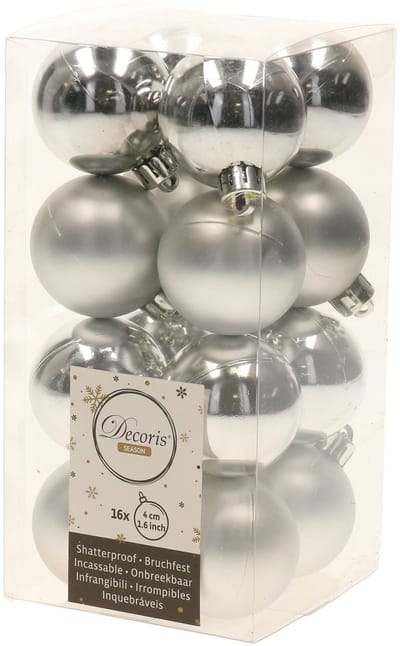 Decoris kleine kerstballen - 48x st - zilver - 4 cm - kunststof - kerstversiering