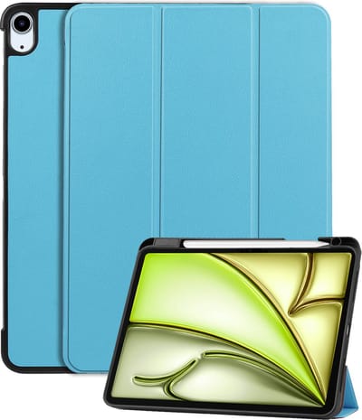 Hoes - Geschikt voor Apple iPad Air (2024/2025/2026) - 11 inch - Dun & Stevig - Trifold Bookcase - Hard Cover Case - Met Uitsparing Geschikt voor Apple Pencil - Hardcover Book - Tablet Hoesje - Lichtblauw