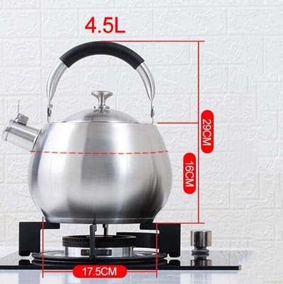 Waterkoker met Fluitje - Theeketel Kookplaat - Water Koken - Hittebestendige Handgreep - 4.5 Liter - Rood