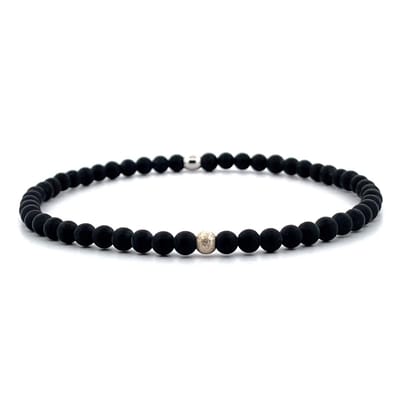 IbizaMen - heren - armband - matte onyx - 925 zilver - 4mm - 21cm