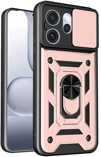 MobyDefend Hoesje - Geschikt voor Oppo Reno15 Pro - Pantsercase Met Draaibare Ring - Rosé