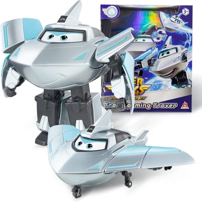 Super Wings 5 Pouces Traver Transformable se transforme d'Avion en Robot en 10 Étapes Figurine d'Action Déformable Jouets pour Enfants Cadeau