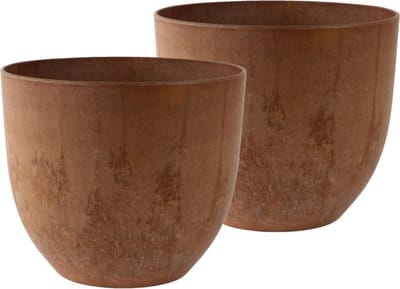 Ter Steege Plantenpot - 2x stuks - terra bruin - kunststof - D28 x H24 cm - bloempot