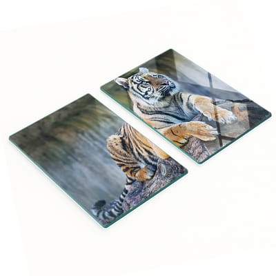 Multifunctionele decoratieve glazen borden met tijgerprint 2x40x52 cm