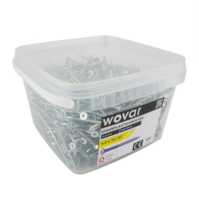 Wovar Voordeelemmer Spaanplaatschroeven Verzinkt 5.0 x 70 mm Torx 20 Deeldraad | 600 stuks