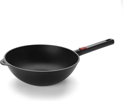 Wokpan, ø 24 cm, 2.8 L, Gerecycled Aluminium, QXR Non Stick, Inductie - Woll | EcoLogic QXR