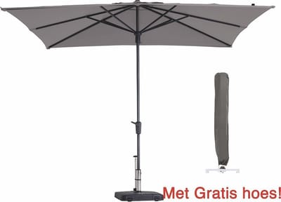 Parasol Vierkant Taupe Syros 280 x 280 cm met beschermhoes | Topkwaliteit vierkante parasol van Madison