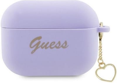 Guess Heart Silicone Case - Geschikt voor Apple Airpods Pro 2 (2e Gen) - Paars