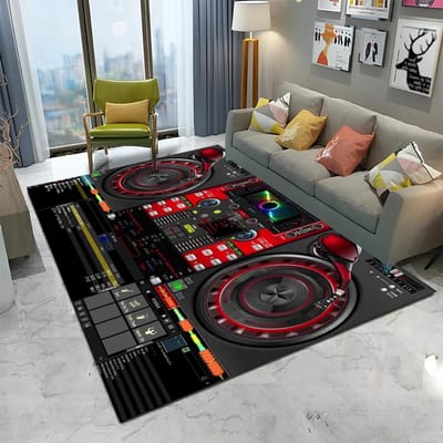 3D DJ Muziek Scherm Toetsenbord Cartoon Tapijt Tapijt voor Thuis Woonkamer Slaapkamer Bank Deurmat Decor, Kinderkamer Tapijt Antislip Vloermat 40x60cm
