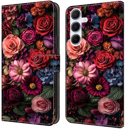 Roze rood bloemen rozen - agenda book case hoesje - Telefoonhoesje geschikt voor Samsung Galaxy A17 5G / A26 5G / A16 5G