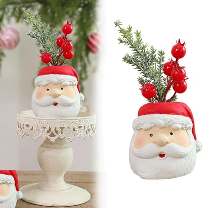 Kerst Potplant, Kunststof Bloempotten voor Binnen, 16 cm, Kerstdecoraties, Cement Sculptuur, Handgemaakt Ornament voor Binnengebruik