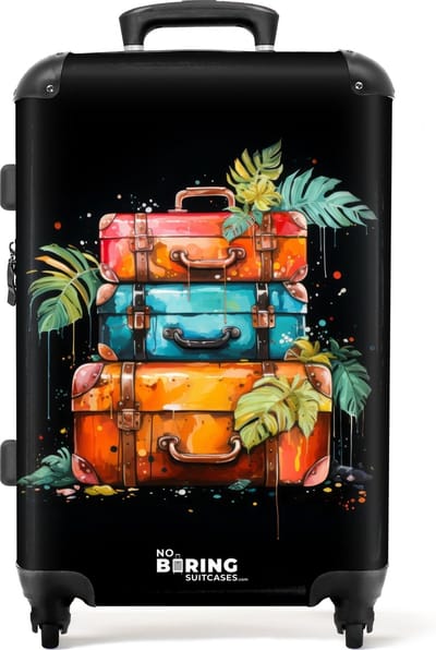 NoBoringSuitcases.com® - Koffer groot - Rolkoffer lichtgewicht - Stapel koffers als street art - Reiskoffer met 4 wielen - Grote trolley XL - 20 kg bagage