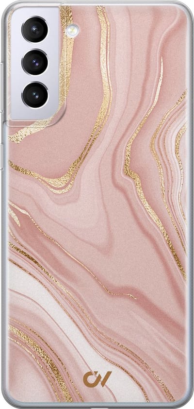 Hoesje geschikt voor Samsung Galaxy S21 Plus hoesje - Rose Marble - - Roze - - Casevibes
