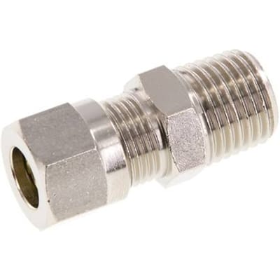 6LL & R1/4'' Vernikkeld Messing Rechte Snijringkoppeling Buitendraad 100bar ISO 8434-1 [2 Stuks]