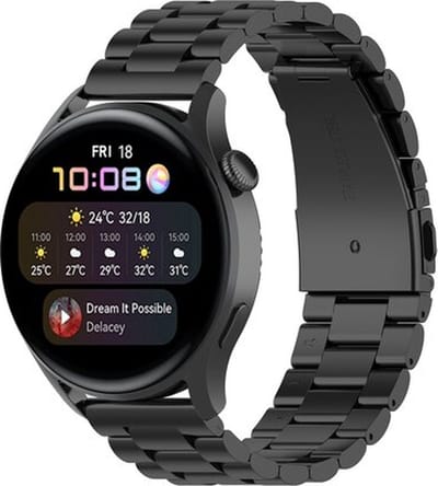 By Qubix - Geschikt voor Garmin bandje - Geschikt voor Garmin Vivoactive 4 / 4L - Stalen schakelband - Zwart - Smartwatch bandje 22mm