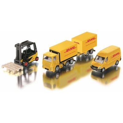 SIKU 6324, DHL Logistieke Set, 4-delig, Metaal/Kunststof, Geel, Veel functies