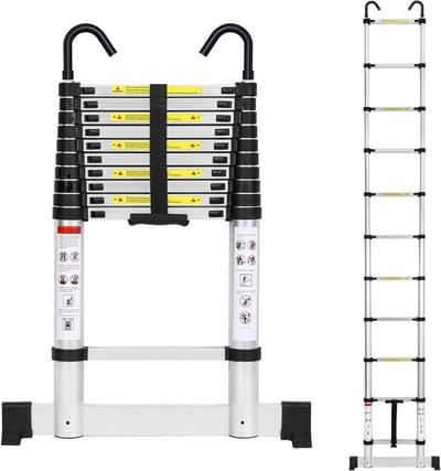Uitschuifbare Telescoopladder 3,2 Meter Aluminium met Stabilisator en Haak