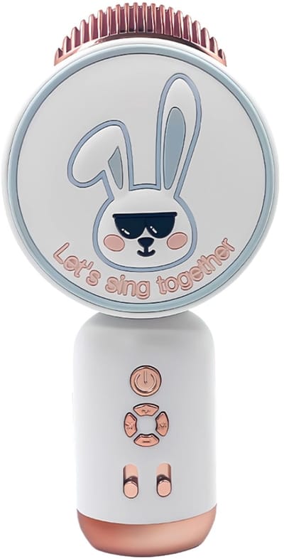 Fivesquare Kids Bunny Karaoke Microphone – Kinder Karaoke Microfoon met Bunny Design,Witte,Bluetooth 5.1, 5W Speaker & LED Licht