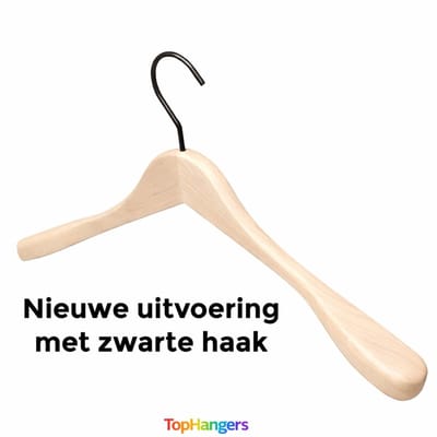 [Set van 5] - Moderne & trendy mat gelakte houten kledinghangers / garderobehangers / jashangers / colberthangers met een prachtige natuurlijke uitstraling en voorzien van een dikke in het matzwart uitgevoerde draaibare haak