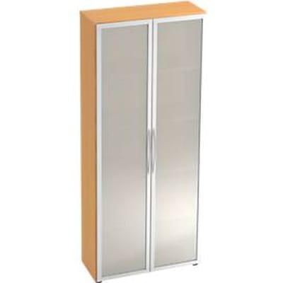 Kast met glazen deuren TARA, 5 ordnerhoogten, B 800 x D 346 x H 1880 mm, beukenpatroon