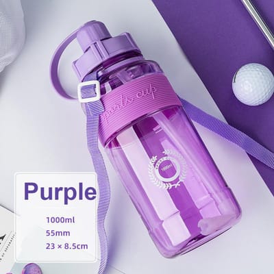 600/1000/1500 ml/2000 Grote Capaciteit Buitenruimte Beker Met Stro Student Plastic Waterbeker Draagbare Buitensportbeker Drop Waterfles 1000ml paars