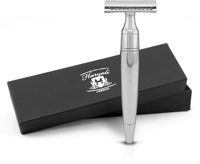 Haryali London Double Edge Safety Razor voor mannen en vrouwen - Roestvrijstalen Double Edge Razor - Ergonomisch ontwerp - Herbruikbaar scheermes - Geschikt voor alle DE-mesjes