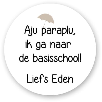 25xTraktatie stickers Afscheid Kleuterschool- begin Basisschool - AJU paraplu ik ga naar de Basisschool- Sluitsticker - Kinder Traktatie - Traktatiestickers Pimp Studio