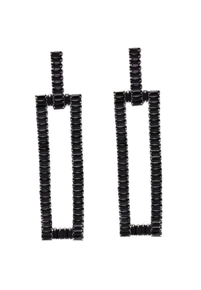 AVANT-GARDE PARIS Diva Dangle Earrings - zwart 1 paar - lange en slanke vorm met cubic zirconia stenen