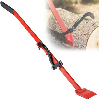 Vallifter 120 cm met omkeerbare haak en gesmede rand voor het draaien en verplaatsen van stammen tot 540 mm, universeel en duurzaam hulpmiddel in het rood