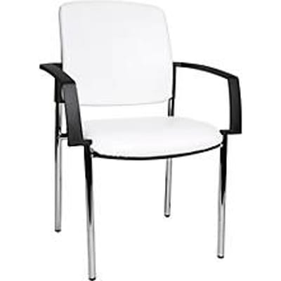 TOPSTAR BtoB 10 bezoekersstoel, kunstleer, desinfectiebestendig, stapelbaar, met armleuningen, set van 2, wit